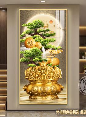 入户玄关装饰画竖版迎门墙走廊过道悬挂画现代客厅进门玄幻墙壁画