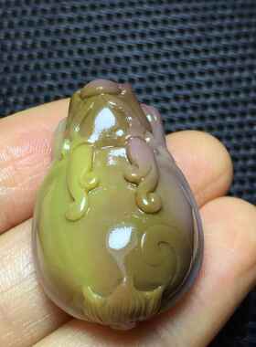 天然七彩玉盐源玛瑙龙龟吊坠男女款项坠饰品挂件32.8*22.5*13mm