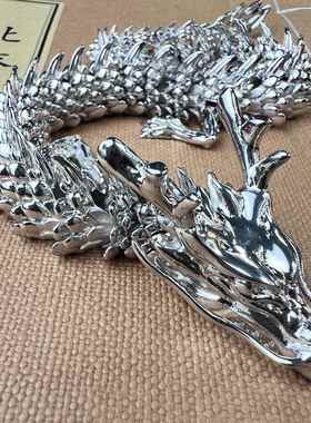 黄铜金龙可活动中国龙银龙3D神龙摆件古玩生肖铜龙工艺品收藏礼品