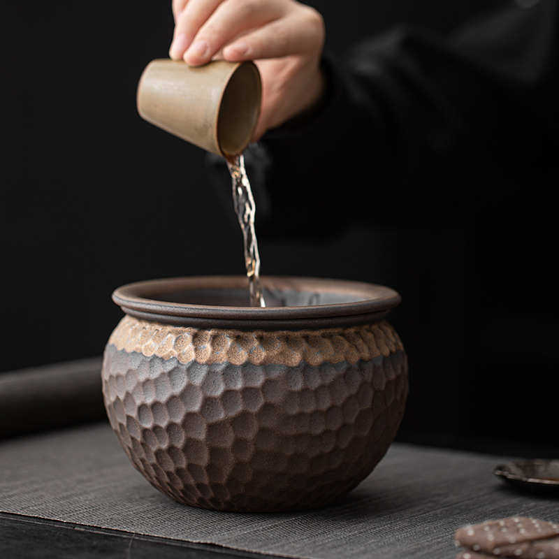 古早烧莲蓬建水日式鎏金铁釉锤纹茶渣缸废茶水桶杯洗水洗茶道配件,淘宝优惠券,粉丝福利购,淘宝优惠卷