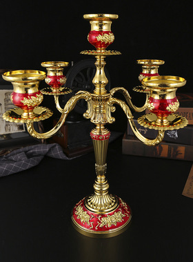 金属三跨境金属烛台复古装饰摆件