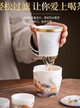 便携式旅行茶具小套装羊脂玉白瓷泡茶壶茶杯简易户外包单人快客杯