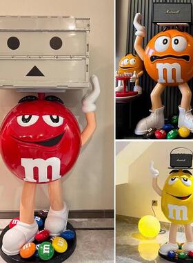 卡通摆大型m豆人件玻璃mmdou02钢雕塑店家居客厅置物落地m网红铺