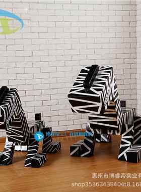 玻璃钢儿童休闲椅商场公共休息区座椅卡通动物造型座椅户外小马椅