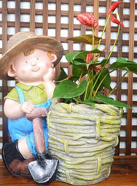 货工源卡通小小孩花盆花盆多肉植物盆栽制作花庭院孩园艺园装饰品