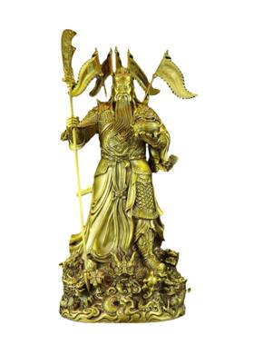 铜关公 武财神 关羽关二爷 九龙关公令旗 拖宝聚宝盆关公摆件