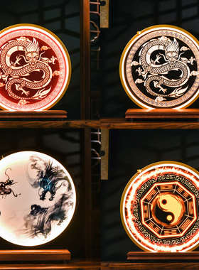 中式家用客厅茶桌佛堂佛龛装饰禅意佛像菩萨背光灯底座装饰品摆件