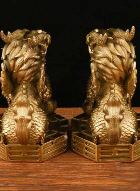 件麒麟摆铜八卦富麒麟98铜铜书卷财麒麟一对八卦麒麟