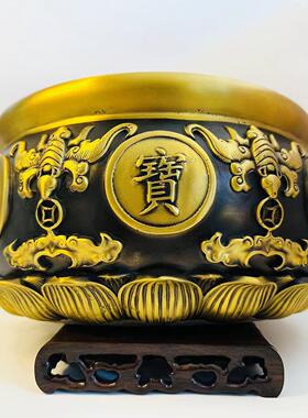 黄铜聚宝盆黄铜招财摆件中式家用客厅装饰品工艺品大号礼品存钱罐