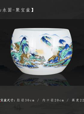 高档景德镇陶瓷鸿运家当头玄宝盆摆件居客厅新中式客厅关招财装饰