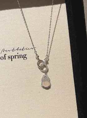 搭配衣服的项链配饰白玉髓葫芦女新款时尚百搭高级感精致锁骨链环