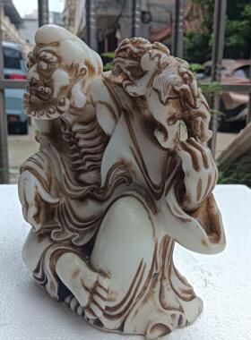仿玉做旧古玩人物钟馗神像家居客厅摆件小鬼钟馗摆设工艺品