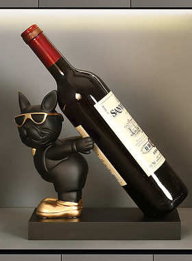 法斗狗创意高档客厅红酒架摆件酒柜装饰品家居玄关餐桌电视柜摆设