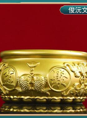 铜聚宝盆工艺品铜摆件中式双鱼八福聚宝盆家居摆件开业礼品办公