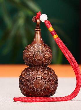 紫铜吉祥如意葫芦摆件掌中小葫芦把玩工艺品龙纹葫芦随身带小装饰