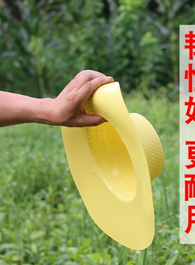 塑料胶斗笠帽防雨防晒头伞帽头戴式钓鱼帽农民户外采茶遮阳帽舞蹈