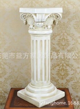 创意家居家饰欧式风格仿古米白色罗马柱摆件 树脂工艺品 家居饰品