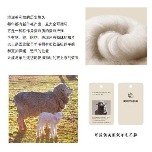 40S兰精天丝面料180G美丽奴羊毛弹力针织保暖打底布料拉架1*1罗纹 - 图1