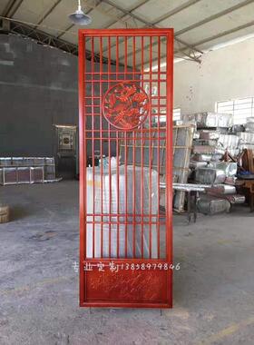 东阳木雕荷花鱼中式花格镂空实木隔断进门玄关镂空屏风格栅花窗格