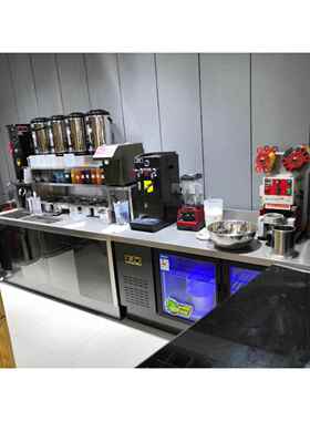 奶茶店设备全套水吧台商用冷藏冷冻工作台风冷不锈钢操作台定制
