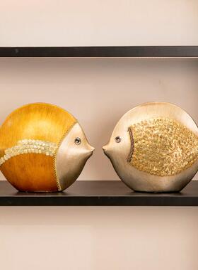 高档欧式摆件创意家居装饰品陶瓷情侣鱼轻奢高档客厅电视柜摆件