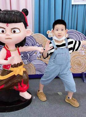 卡通哪咤玻璃钢雕塑模型影院商场打卡装饰动漫敖丙太乙真人物摆件