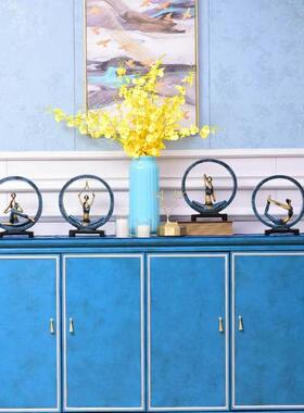 简约创意瑜伽馆摆件家居客厅酒柜电视柜橱窗办公室桌面摆设装饰品