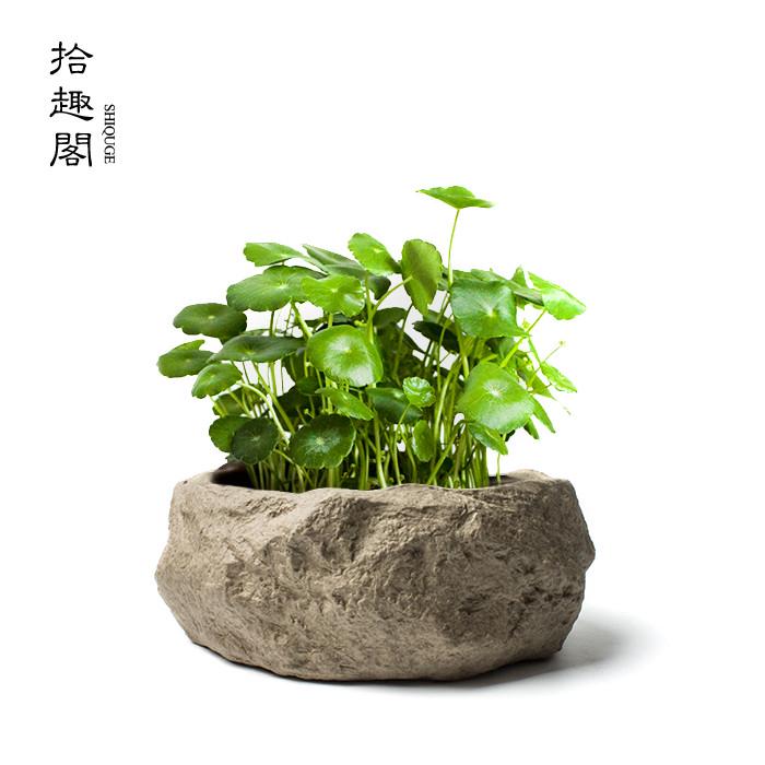 OF9D手工粗陶茶洗陶瓷杯洗水培植物花盆渣斗笔洗大号水盂茶道零配 - 图0