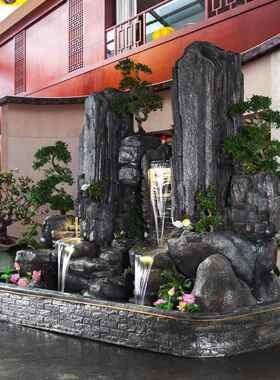 大型假山流水喷泉户外鱼池造景别墅庭院花园酒店公司阳台装饰摆件