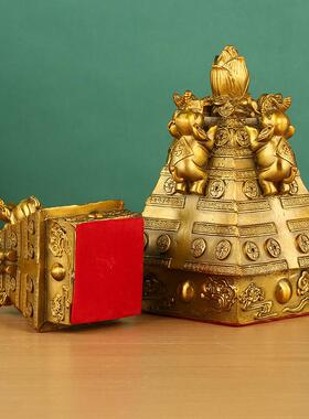 黄铜四象生财摆件吉象福象财塔破土而出财象高升书房办公室装饰