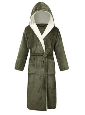 F 37307 Warm Men's Hooded Long Sleeve Robe 加厚连帽睡袍