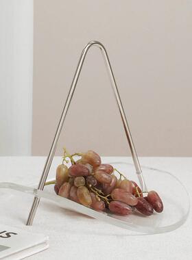 北欧ins水果盘创意现代亚克力秋千金属架托盘样板间摆件软装饰品