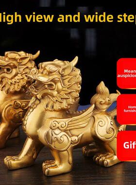 一副皮绣饰品，用于家庭客厅入口黄铜饰品，聚财店办公室工艺饰品