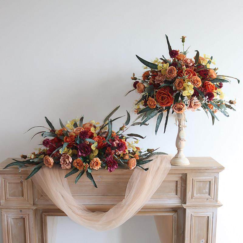 新款欧式覆古桌花烛台套装婚礼布置婚庆布场布景道具用品彷真绢花,淘宝优惠券,粉丝福利购,淘宝优惠卷