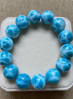 天然海纹石手链龟背纹大颗粒男女款单圈拉利玛圆珠手串规格16.5mm