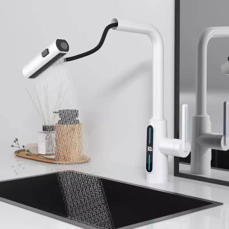 厨房龙头冷热抽拉式洗菜盆水槽可旋转家用洗衣台数显伸缩防溅水,淘宝优惠券,粉丝福利购,淘宝优惠卷