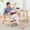 Nordic single sofa chair solid wood fabric balcony lazy leisure table and chair B&B living room reception and negotiation sofa chair