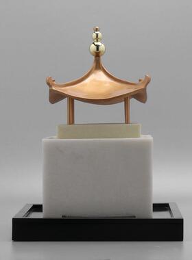 新中式现代创意屋檐小亭摆件样板房间酒店客厅玄关办公室软装饰品