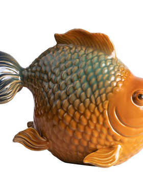 新中式国潮陶瓷动物鱼摆件家居客厅电视柜博古架乔迁桌面装饰摆设