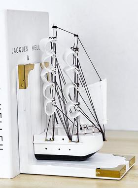 新款北工欧风书模立书房摆格件书挡创意手书靠办公室桌面帆船型装