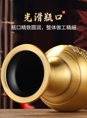 供佛铜花瓶佛堂观音家用室内财神爷佛具佛前插花供花瓶纯黄铜合金