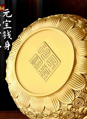 黄铜聚宝盆摆件实心招财聚财客厅存钱罐铜制米缸乔迁入宅店铺开业