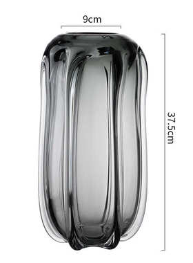 琉璃花瓶创意简约现代轻奢样板房客厅餐桌插干花玻璃软装饰品摆件