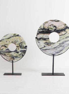 现新中式大理石MC-TY-69风水平安扣摆件家装代工茶楼酒店厅别墅软