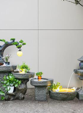 日式流水泉景田园2066摆件喷乾石磨鱼池阳台观庭办公室餐厅院客厅