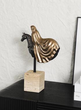 轻奢创意马头雕塑摆样板房玄关客件软装家饰品G25142厅电视柜居摆