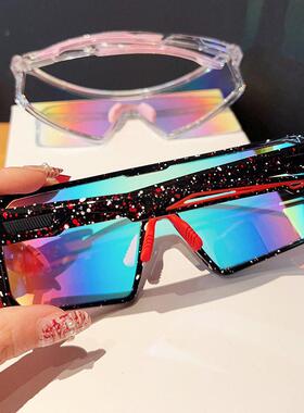 骑车防风防虫眼镜新款户外运动行大框炫彩防晒护目连体骑行女太阳