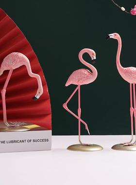 2025新款玄关摆件氛围感摆件轻奢INS风火烈鸟桌面摆设粉色家居店