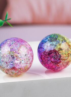 七彩水晶冰裂球菠萝爆破球装饰用品假山喷泉流水盆景工艺品