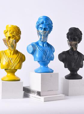 现代SD1679简约轻奢脂雕像人物摆件板树间售楼处面罩北欧象软抽装